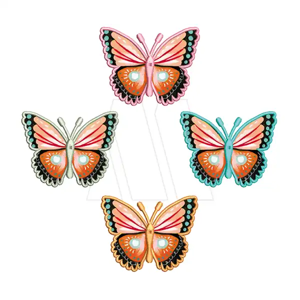 APLIQUE BORDADO TERMOAD MARIPOSA FONDO ESTAMPADO X 4UN