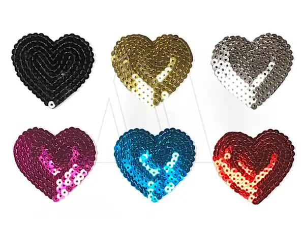 APLIQUE TERMOAD CON LENTEJUELAS CORAZON X 6UN
