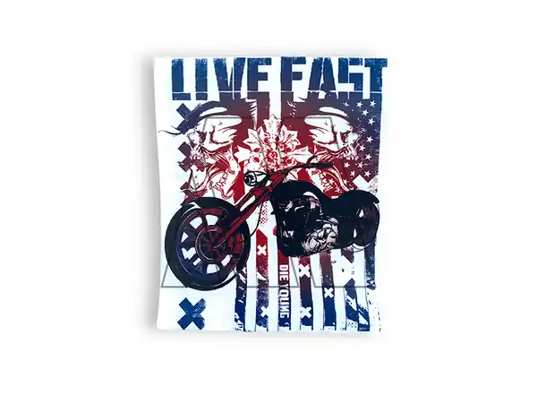 ESTAMPA DTF TERMOAD LIVE FAST 8CM X 9,5CM X 4UN