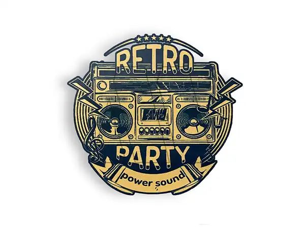 ESTAMPA DTF TERMOAD RETRO PARTY 8CM X 8CM X 4UN