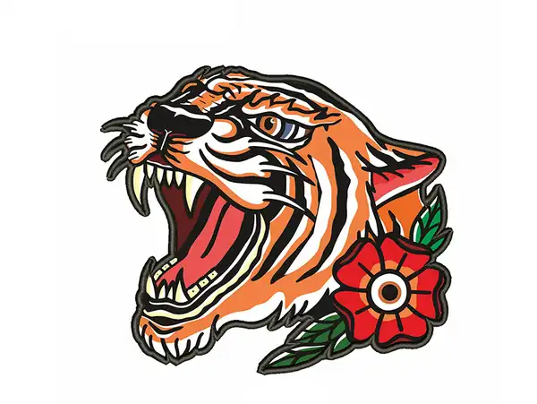 APLIQUE ESTAMPADO BORDADO TERMOAD SUPER ESTAMPA TATTO TIGRE 14,5CM X 16,5CM X 2UN