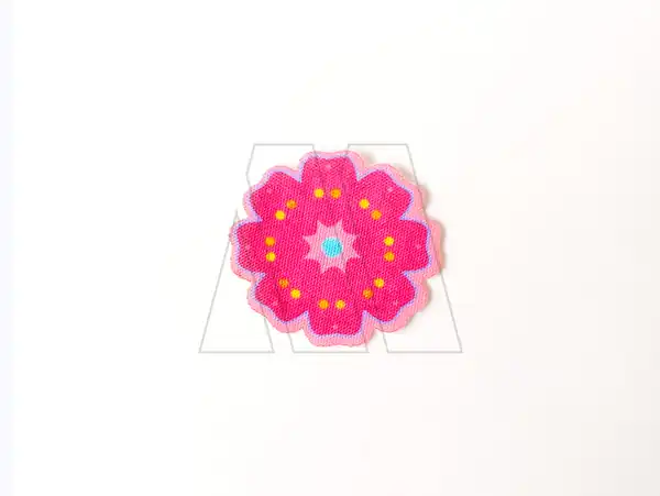 APLIQUE ESTAMPADO TERMOAD FLOR C/BORDE ROSA X 6UN