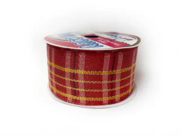 CINTA ROJA CON LUREX NAVIDEÑA Nº9 40MM X 10MTS
