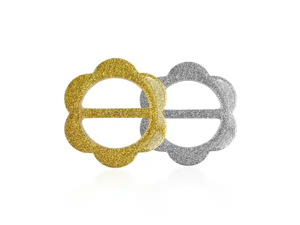 PASADOR HEBILLA PLASTICA CON GLITTER FLOR PASE 30MM X 6UN 