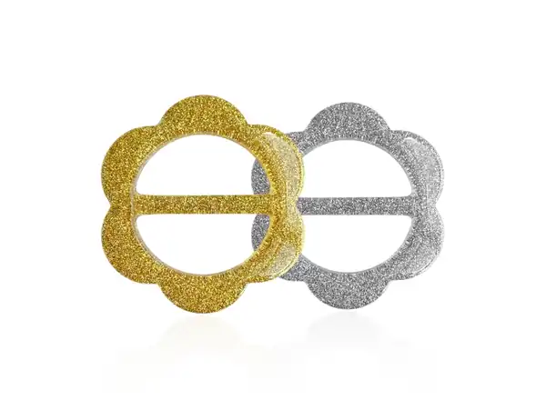 PASADOR HEBILLA PLASTICA CON GLITTER FLOR PASE 35MM X 6UN 