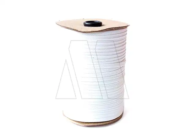 CORDON POLIESTER CHATO TRENZADO N°3 BLANCO EN ROLLO 10MM X 100MTS