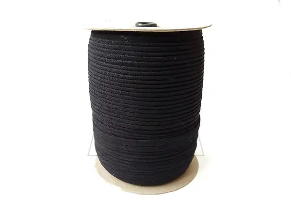 CORDON ALGODON CHATO TRENZADO Nº3 NEGRO EN ROLLO 10MM X 200MTS