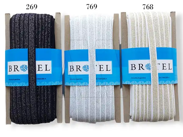 BRETEL BLANCO-NEGRO C/LUREX 11MM X 20MT