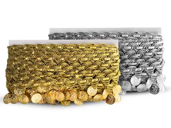 GALON MONEDAS METALICAS EGIPCIAS GRANDES  X 10YDS