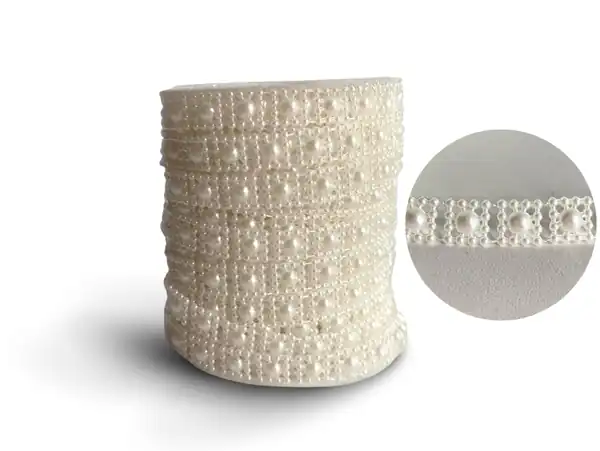 GALON MEDIA PERLA CUADRADOS 8MM X 20YDS 