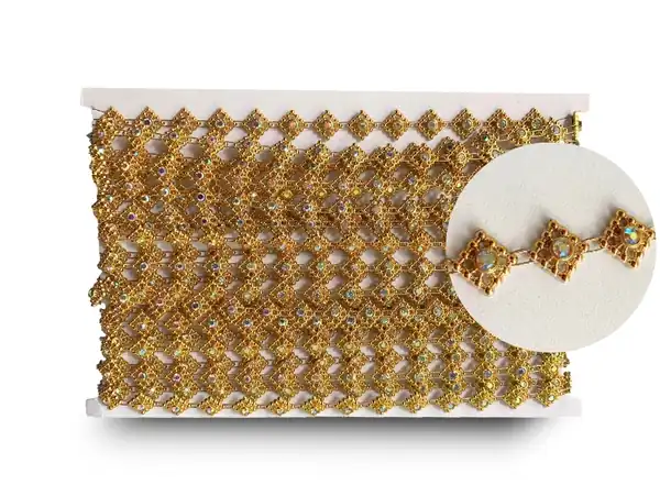 GALON FANTASIA ROMBOS C/ STRASS 1CM X 10YDS 