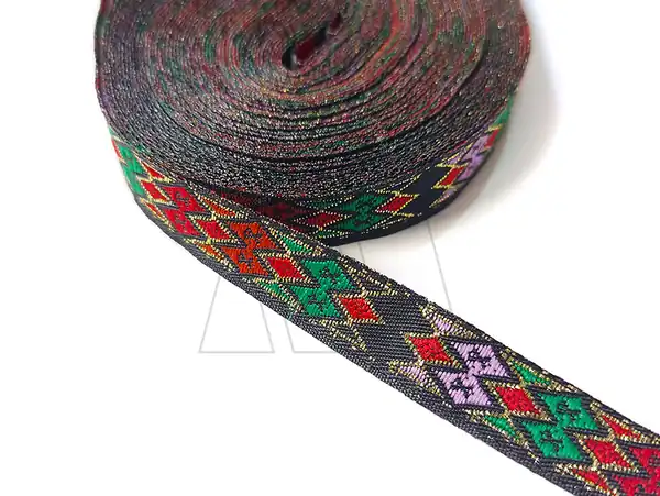 GALON TEJIDO C/LUREX DORADO ZIGZAG 10MM X 25YDS APROX