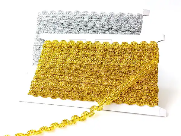GALON LUREX ONDAS ORO-PLATA 18MM X 10YDS