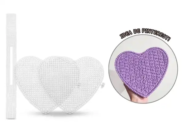 PLASTIC CANVAS CARTERA CORAZON 18CM X 20CM X UN 