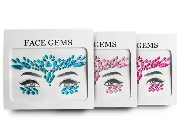 GEMAS ACRILICAS AUTOADHESIVAS PARA ROSTRO X PLANCHA 