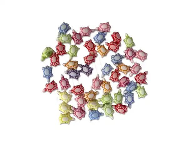 CUENTAS DE PLASTICO TORTUGUITAS 12MM X 5MM X 125GRS