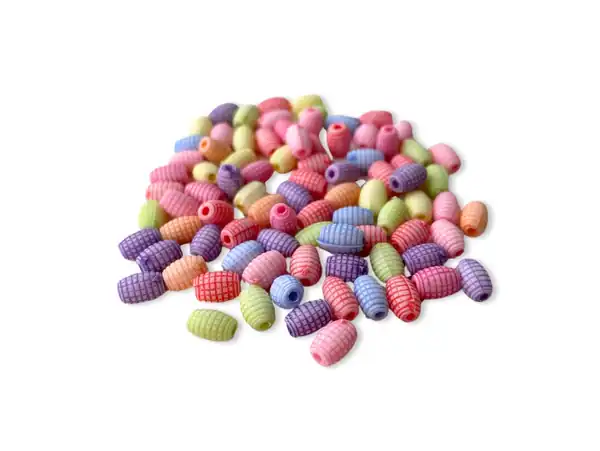  CUENTAS DE PLASTICO BARRILES 4MM X 7MM X 125GRS 
