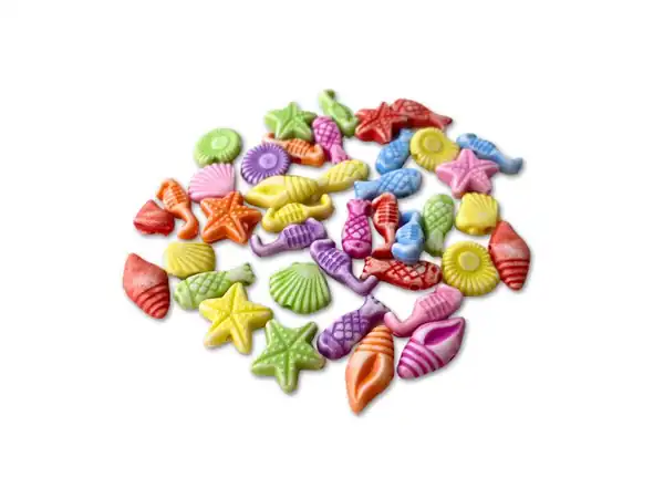 CUENTAS DE PLASTICO MAR 10MM APROX X 125GRS 