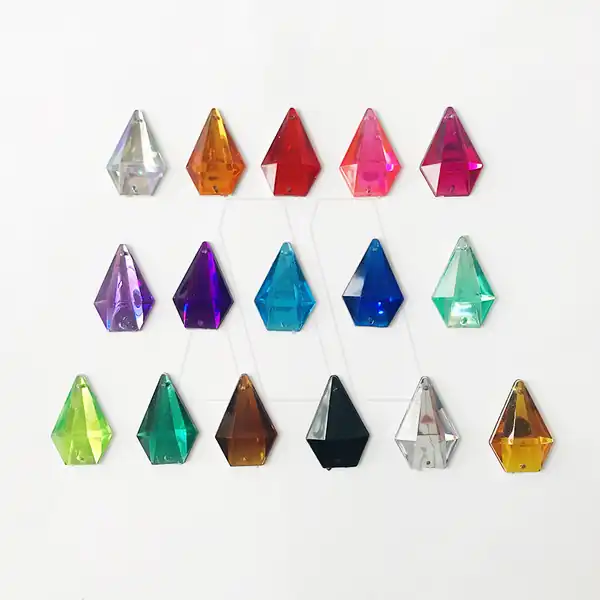 GEMA ACRILICA FACETADA GOTA HEXAGONAL 38MM X 20MM X 100UN