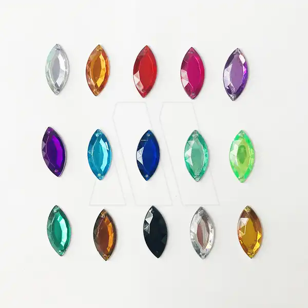 GEMA ACRILICA FACETADA ELIPTICA 12MM X 25MM X 100UN
