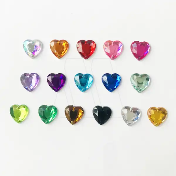 GEMA ACRILICA FACETADA CORAZON NRO 14 14MM X 14MM X 100UN