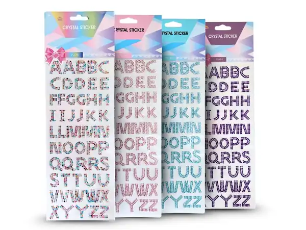 STICKERS ACRILICOS AUTOADHESIVOS LETRAS STRASS X PLANCHA