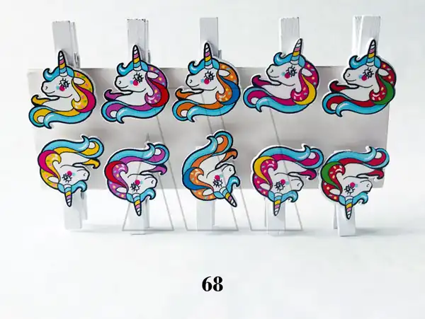 BROCHE DE MADERA CBX C/APLIQUE UNICORNIO 35MM X 10 UN