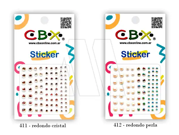 STICKERS ACRILICOS AUTOADHESIVOS REDONDOS CBX X PLANCHA