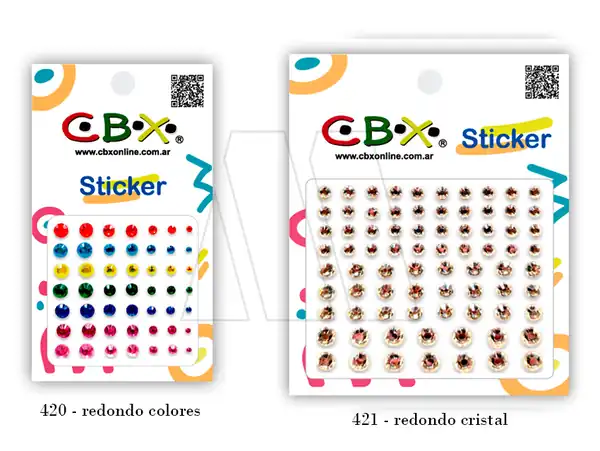 STICKERS ACRILICOS AUTOADHESIVOS CRISTAL CBX X PLANCHA