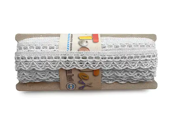 PUNTILLA ALGODON DOBLE OJITO BLANCO 25MM X 10MTS 