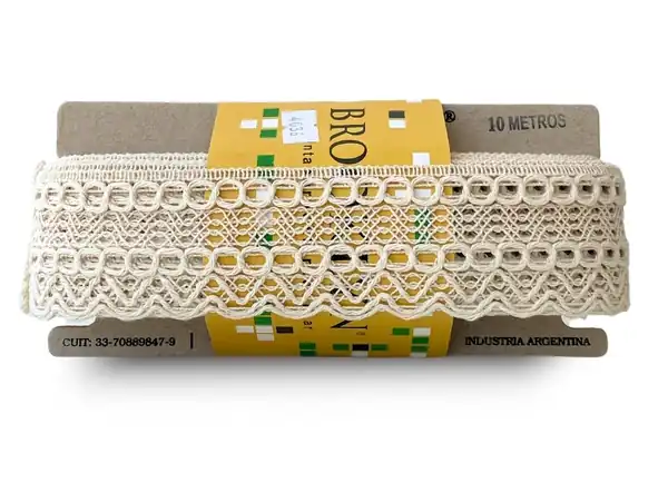  PUNTILLA ALGODON BROOKLYN OJITOS CRUDO 50MM X 10MTS 