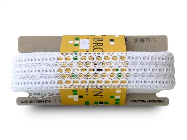 ENTREDOS ALGODON OJITOS BLANCO 50MM X 10MTS 
