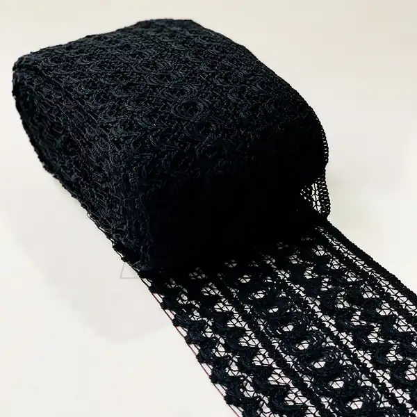 PUNTILLA ALGODON NEGRA ST 15CM X 12MTS